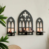Gothic Wooden Hanging Bracket Wall Storage Shelves (Set of 3)